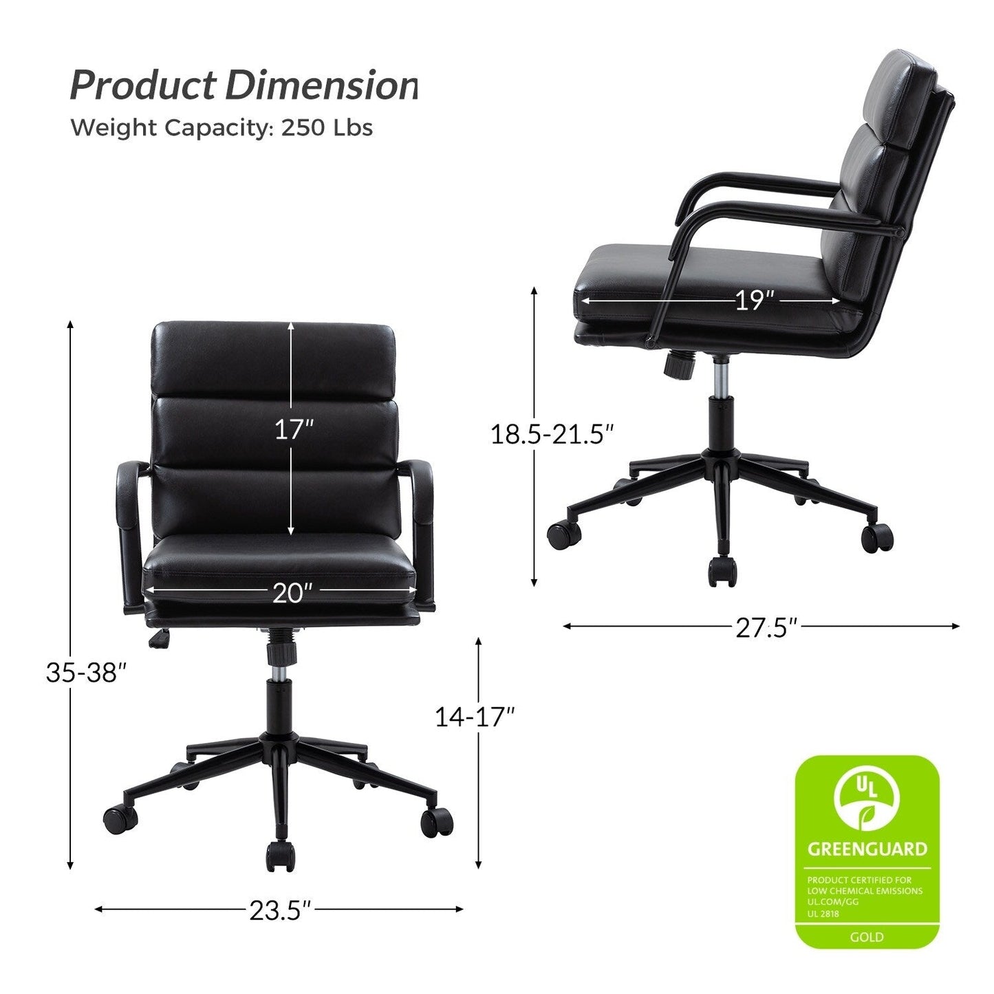 Fauteuil de bureau moderne Joseph en similicuir avec blocage et inclinaison centrale, par HULALA HOME