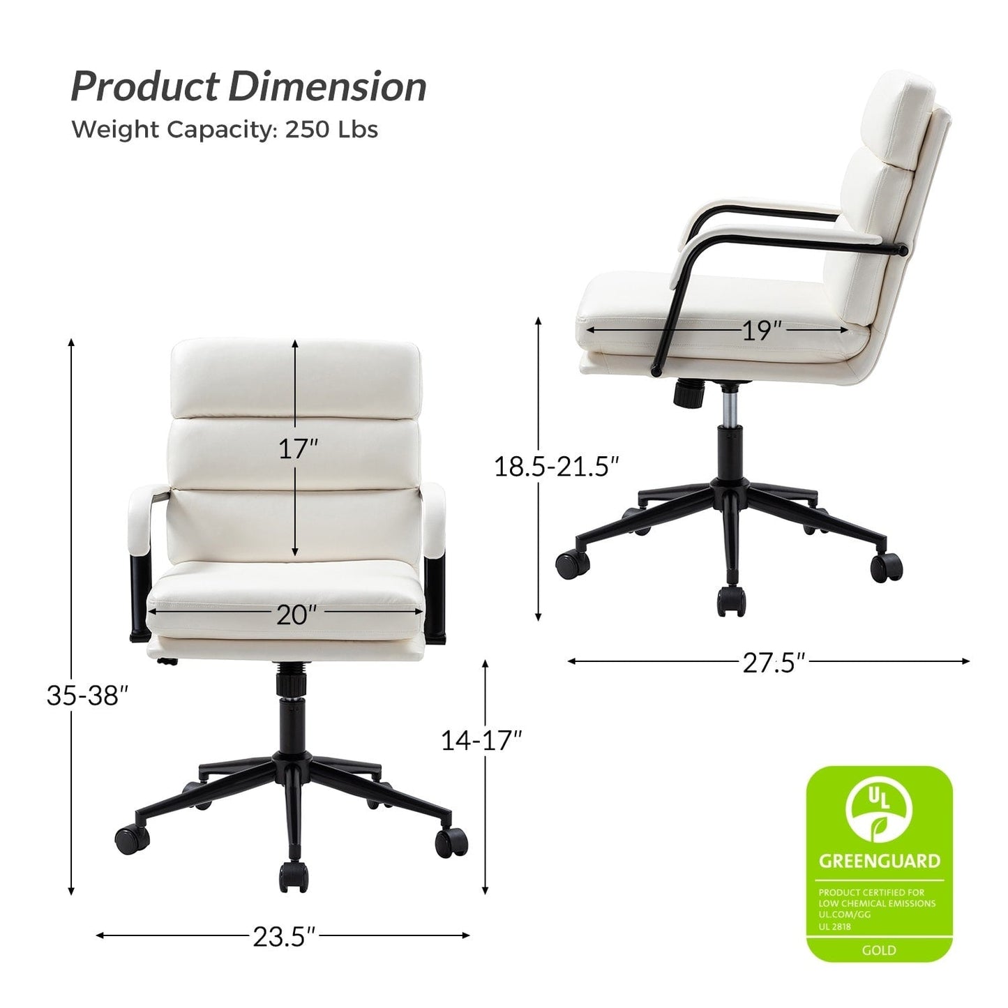 Fauteuil de bureau moderne Joseph en similicuir avec blocage et inclinaison centrale, par HULALA HOME