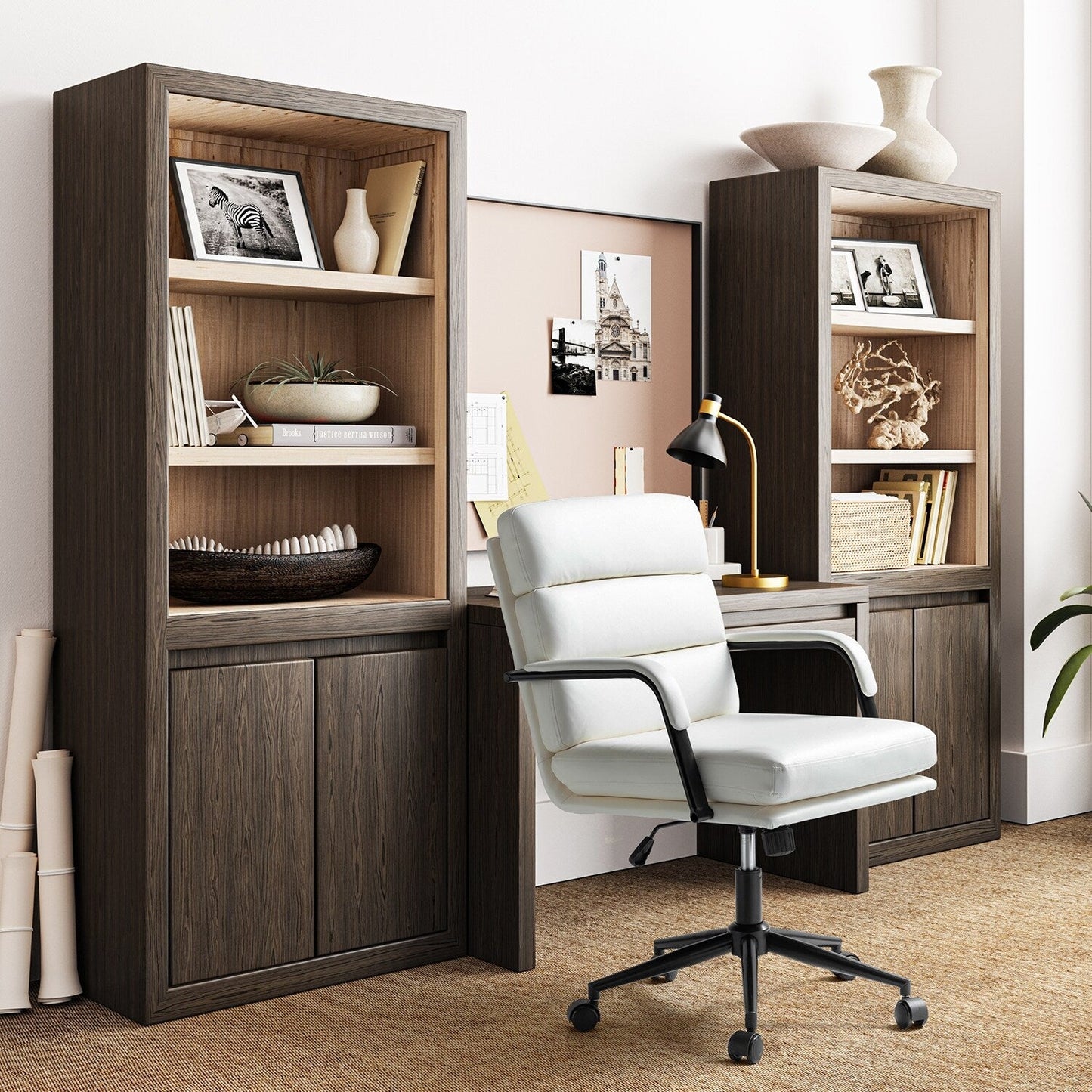 Fauteuil de bureau moderne Joseph en similicuir avec blocage et inclinaison centrale, par HULALA HOME