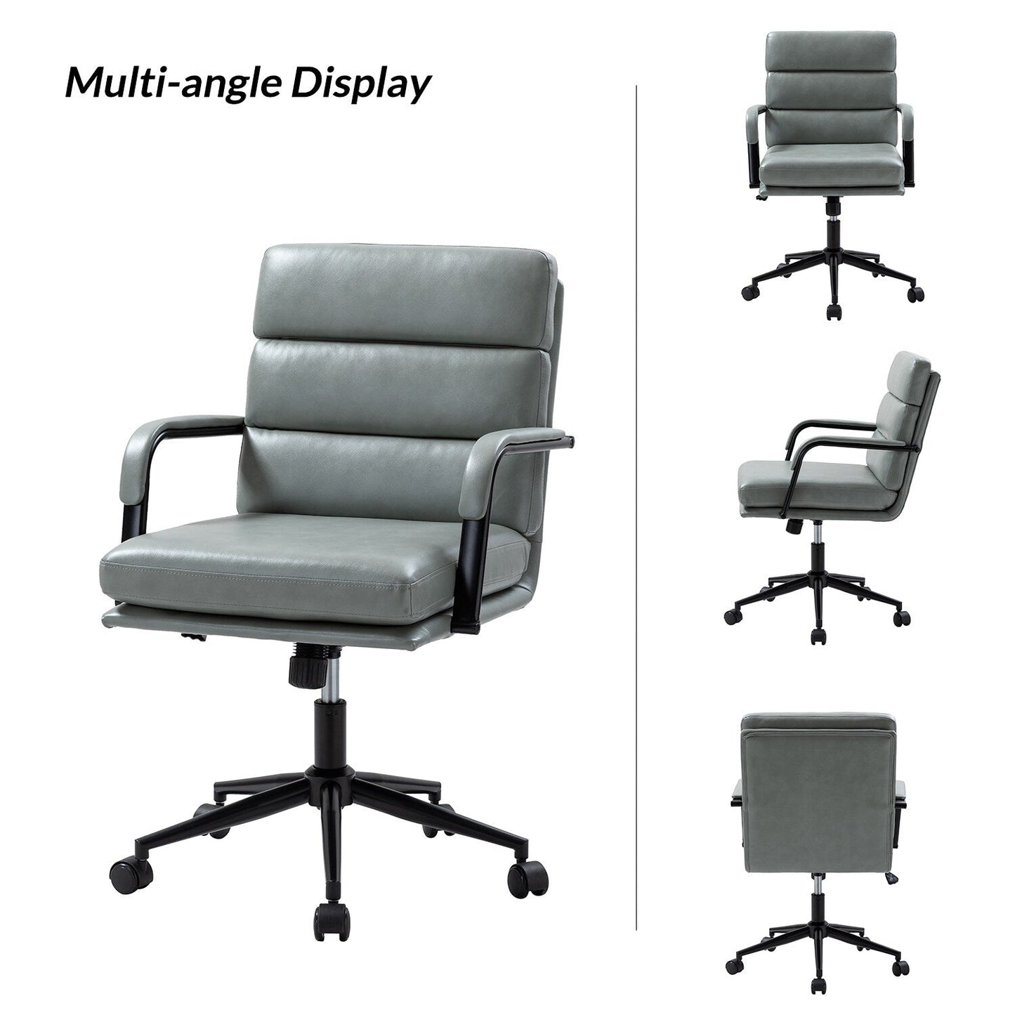 Fauteuil de bureau moderne Joseph en similicuir avec blocage et inclinaison centrale, par HULALA HOME