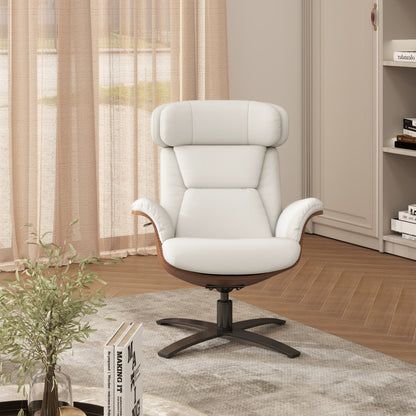 Fauteuil inclinable Jovan 31,5 en bois courbé et cuir véritable