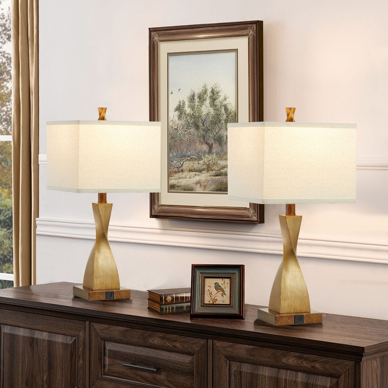 Lampe de table tactile KAWOTI 22'' avec ports USB et ampoules (lot de 2)