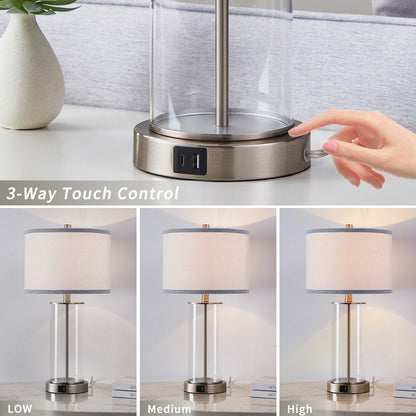 Lampe de table tactile KAWOTI 23,25 avec port USB et ampoules incluses
