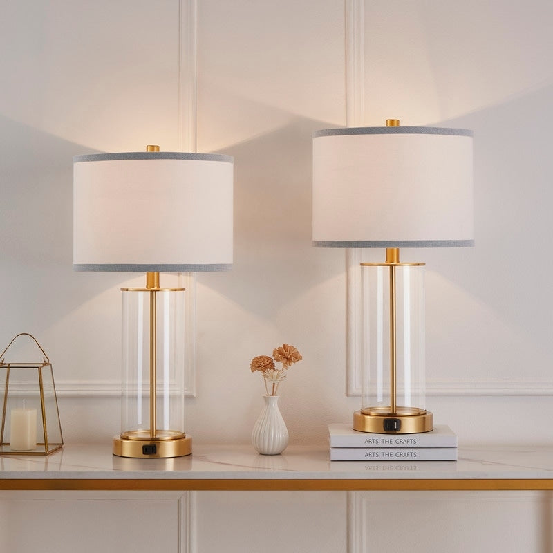 Lampe de table tactile KAWOTI 23,25 avec port USB et ampoules incluses