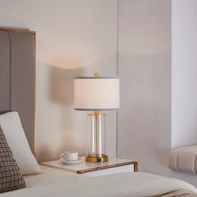 Lampe de table tactile KAWOTI 23,25 avec port USB et ampoules incluses