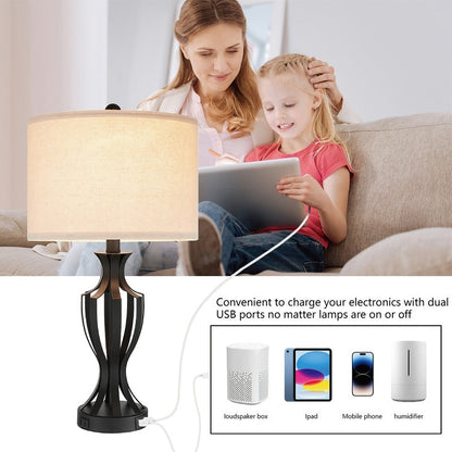 Lampe de table tactile KAWOTI 23 avec ampoules et port USB (lot de 2) - L 12 x H 23,25