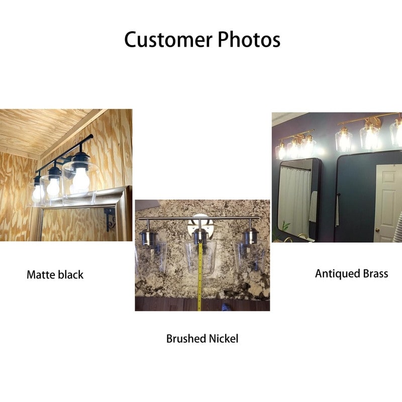 Applique murale de salle de bain KAWOTI à 3 lumières, intensité variable, avec abat-jour en verre - L22 x l7 x H10,5