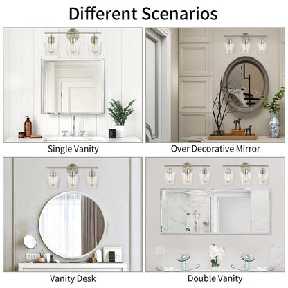 Applique murale de salle de bain KAWOTI à 3 lumières, intensité variable, avec abat-jour en verre - L22 x l7 x H10,5