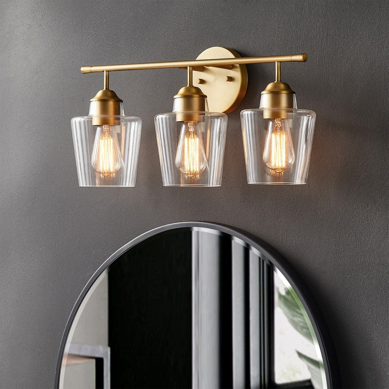 Applique murale de salle de bain KAWOTI à 3 lumières, intensité variable, avec abat-jour en verre - L22 x l7 x H10,5