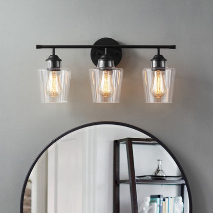 Applique murale de salle de bain KAWOTI à 3 lumières, intensité variable, avec abat-jour en verre - L22 x l7 x H10,5