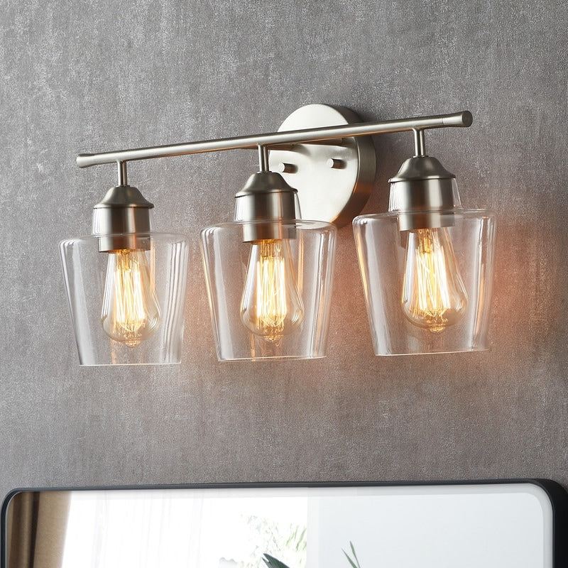 Applique murale de salle de bain KAWOTI à 3 lumières, intensité variable, avec abat-jour en verre - L22 x l7 x H10,5