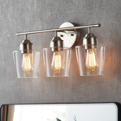 Applique murale de salle de bain KAWOTI à 3 lumières, intensité variable, avec abat-jour en verre - L22 x l7 x H10,5