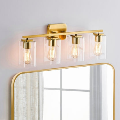 Applique murale moderne KAWOTI de 74 cm (29 pouces) à 4 lumières avec abat-jour en verre transparent