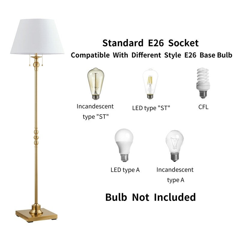 Lampadaire KAWOTI 60,5'' à 2 lumières avec abat-jour en tissu Empire