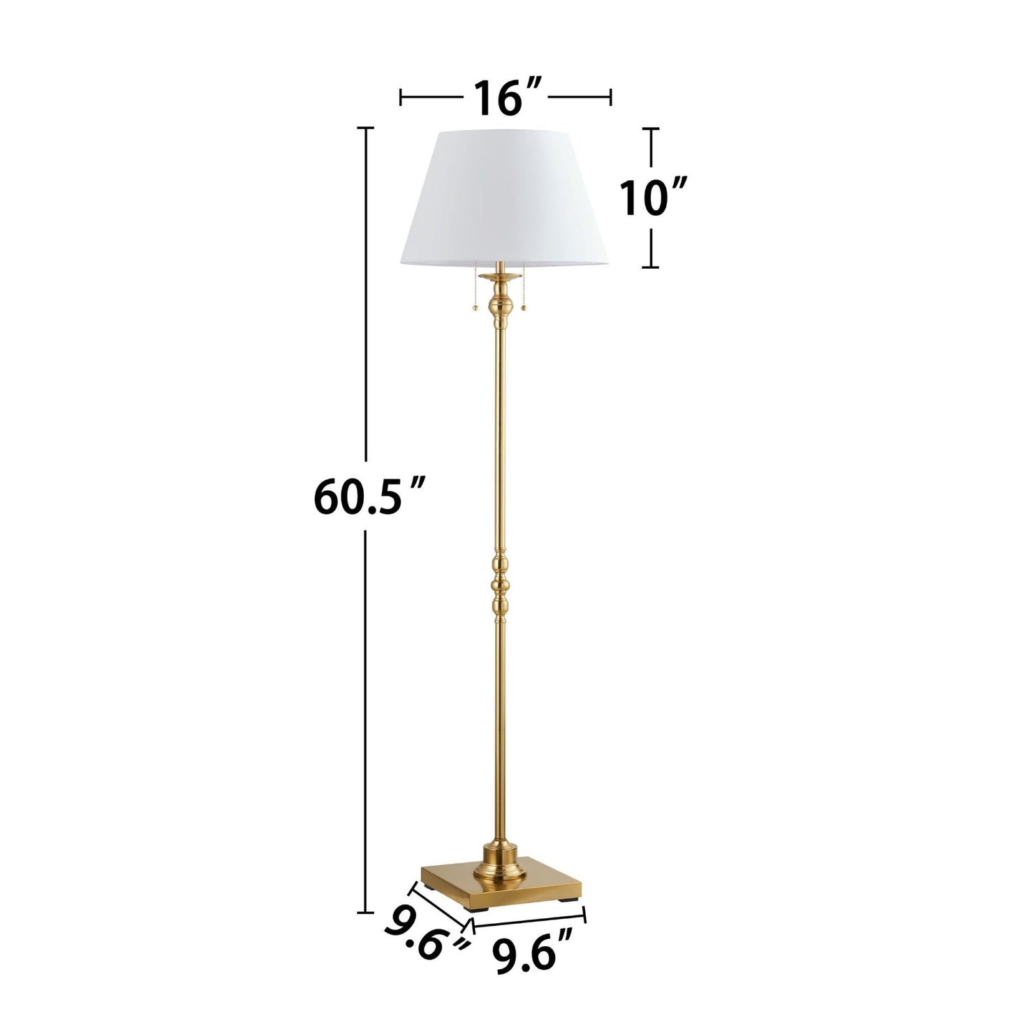 Lampadaire KAWOTI 60,5'' à 2 lumières avec abat-jour en tissu Empire