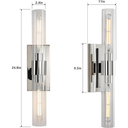 Appliques murales modernes en verre KAYLA, luminaires muraux d'intérieur, appliques pour coiffeuse avec abat-jour en verre (lot de 2)