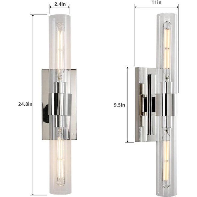 Appliques murales modernes en verre KAYLA, luminaires muraux d'intérieur, appliques pour coiffeuse avec abat-jour en verre (lot de 2)