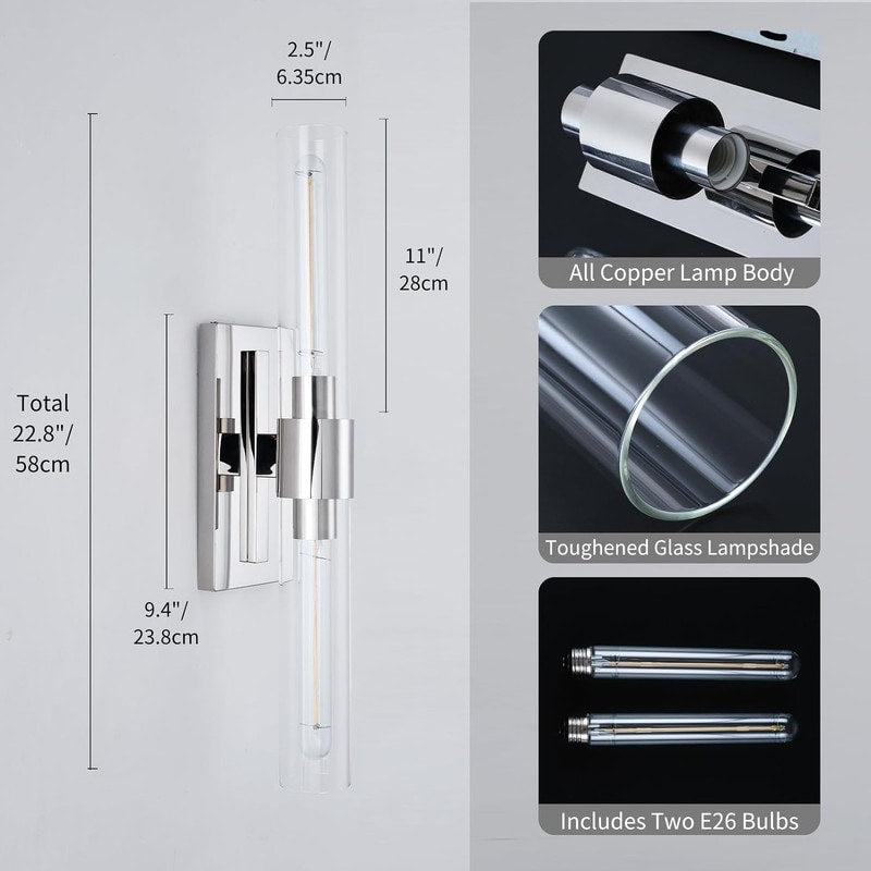 Appliques murales modernes en verre KAYLA, luminaires muraux d'intérieur, appliques pour coiffeuse avec abat-jour en verre (lot de 2)