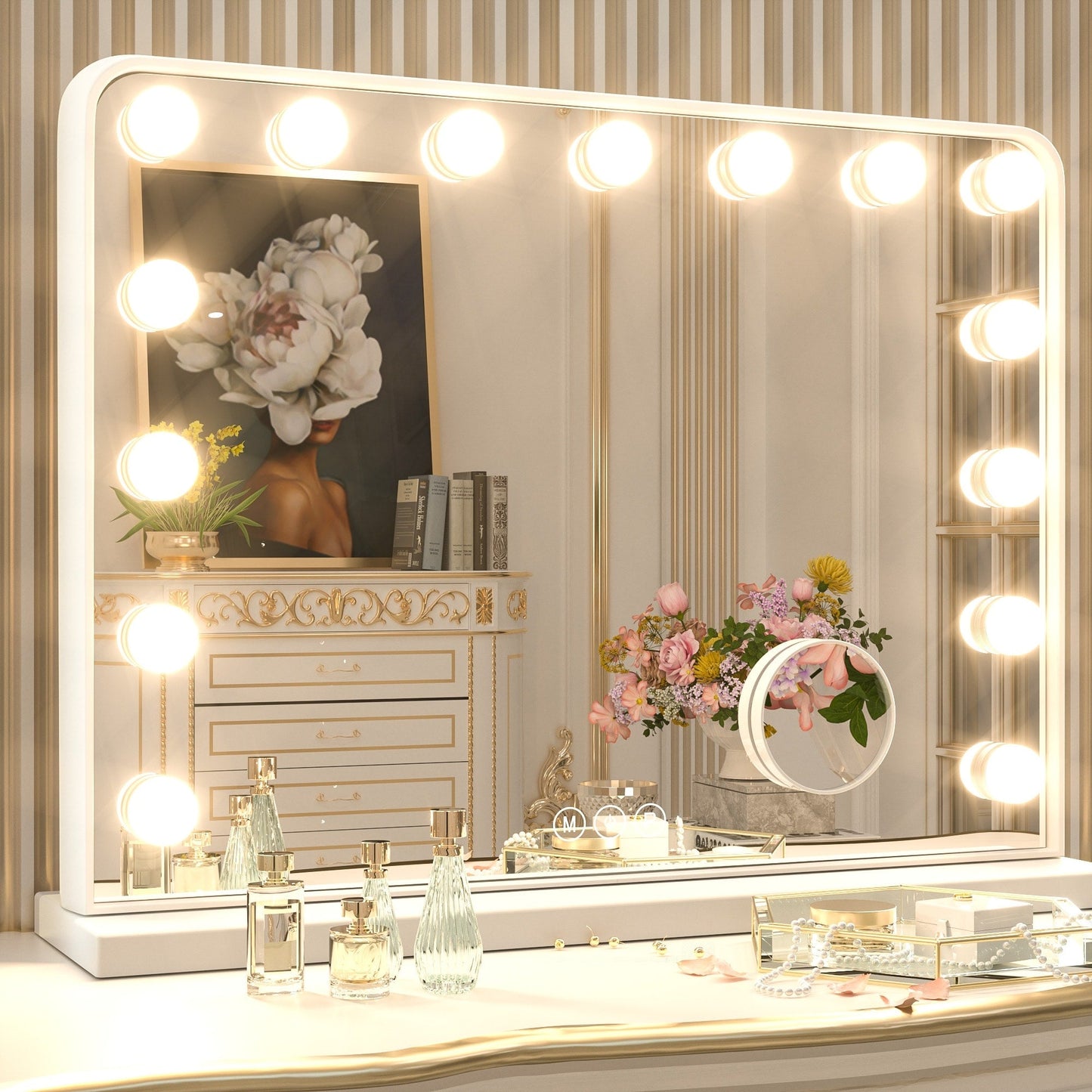 Miroir de maquillage Keonjinn à LED style Hollywood avec 15/18 LED