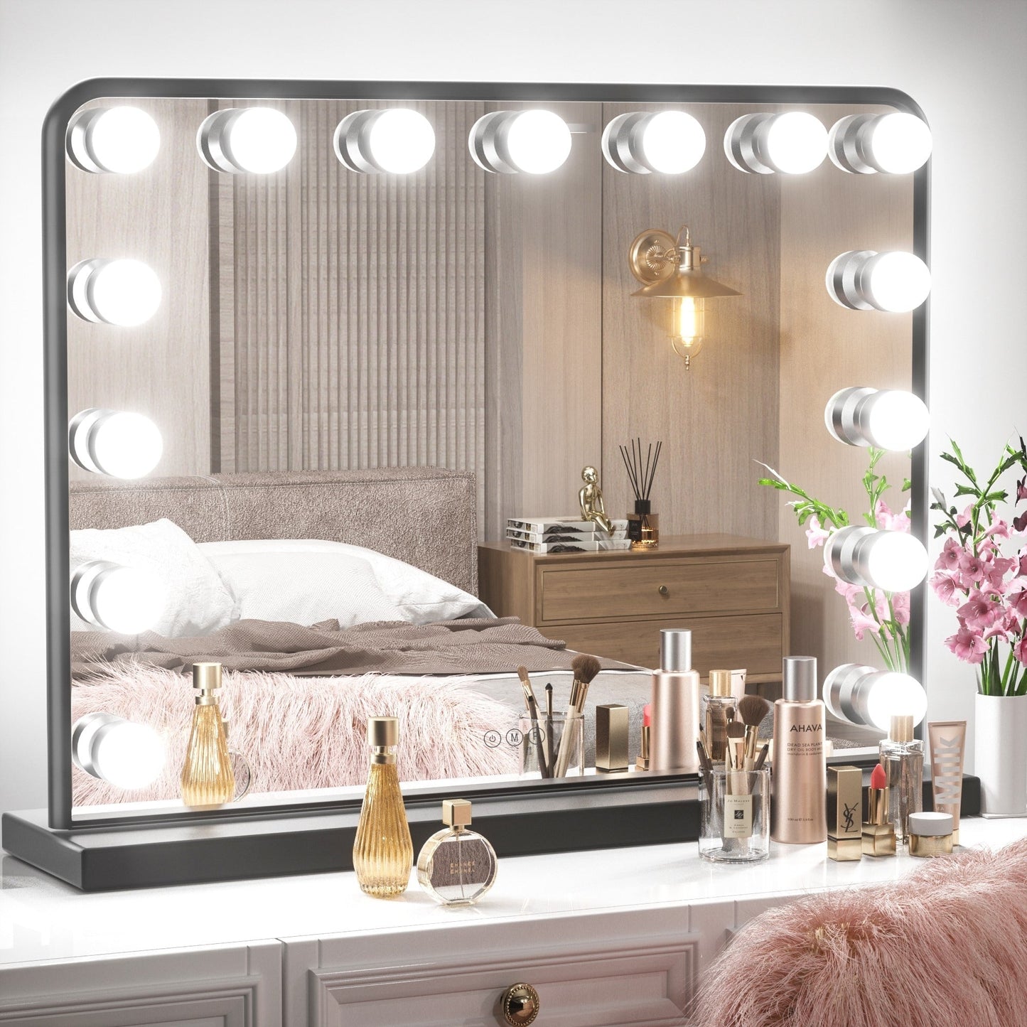 Miroir de maquillage Keonjinn à LED style Hollywood avec 15/18 LED