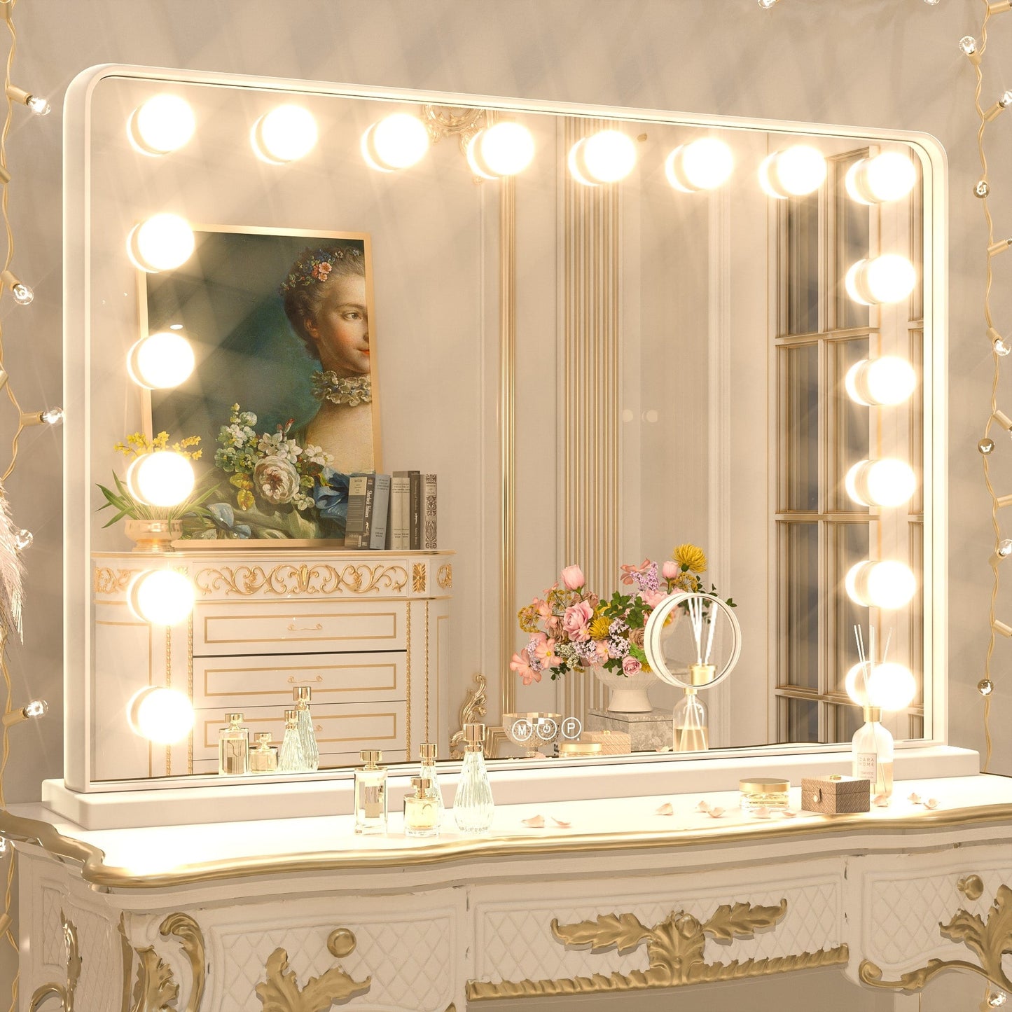 Miroir de maquillage Keonjinn à LED style Hollywood avec 15/18 LED