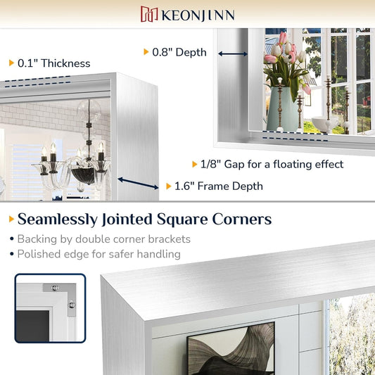 Miroir mural moderne à cadre métallique KEONJINN pour salle de bain