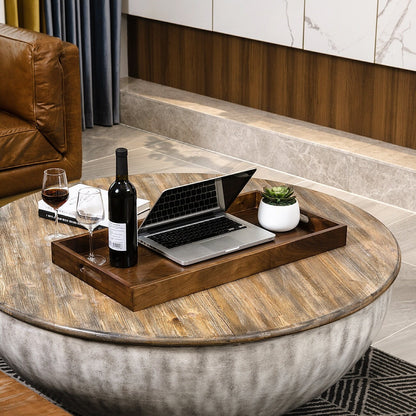 Plateau de service rectangulaire KINWELL en bois de noyer noir, style ottoman