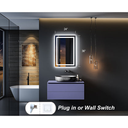 Miroir de salle de bain LED KIOTEE ultra-lumineux anti-buée avec rétroéclairage et éclairage frontal - Garantie 3 ans