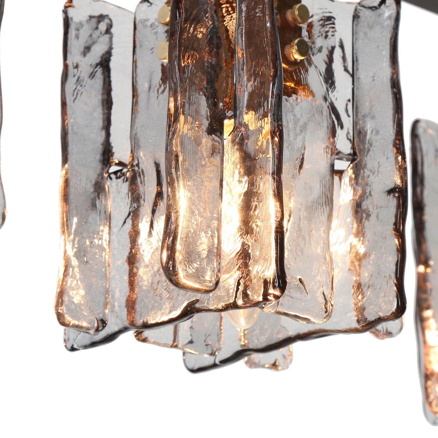 Lustre linéaire moderne à 5 lumières Kasy, éclairage d'îlot de cuisine en verre texturé, design unique