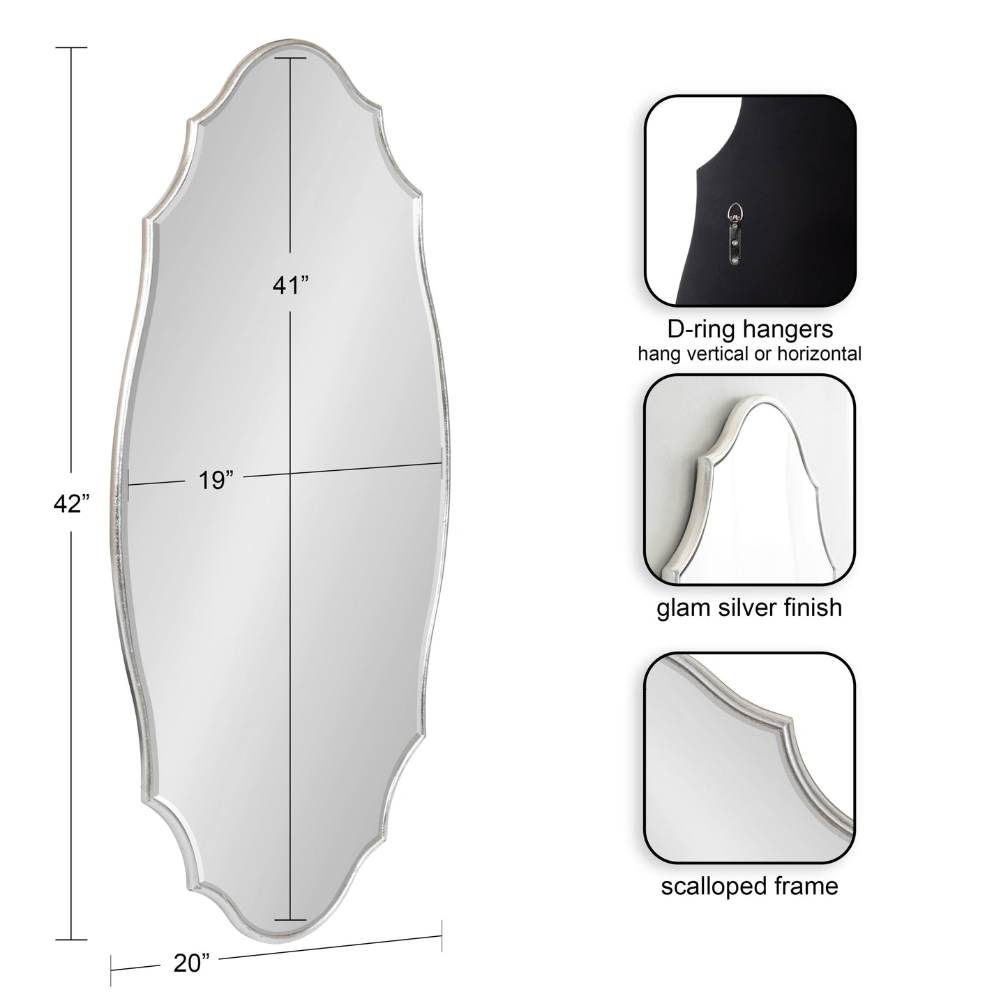 Miroir mural ovale festonné Kate and Laurel Leanna