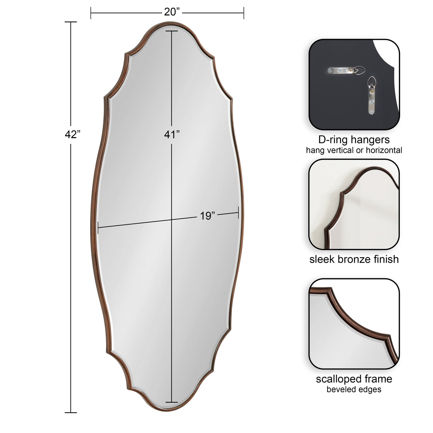 Miroir mural ovale festonné Kate and Laurel Leanna