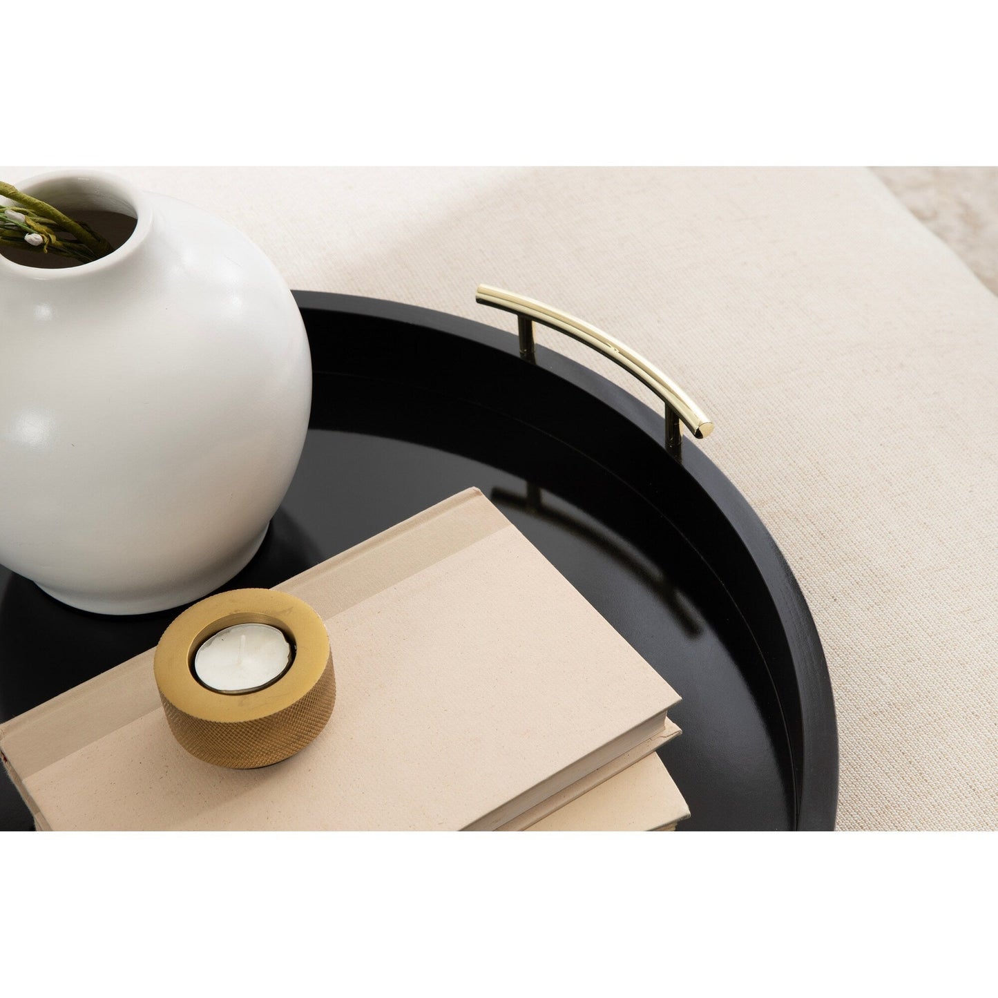 Plateau décoratif rond Kate and Laurel Lipton avec poignées en métal