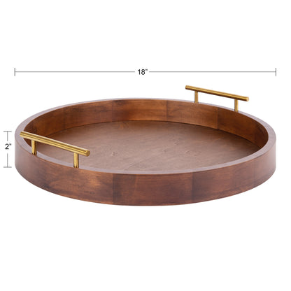 Plateau décoratif rond Kate and Laurel Lipton avec poignées en métal