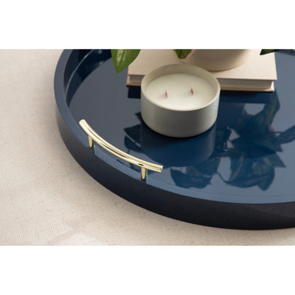 Plateau décoratif rond Kate and Laurel Lipton avec poignées en métal