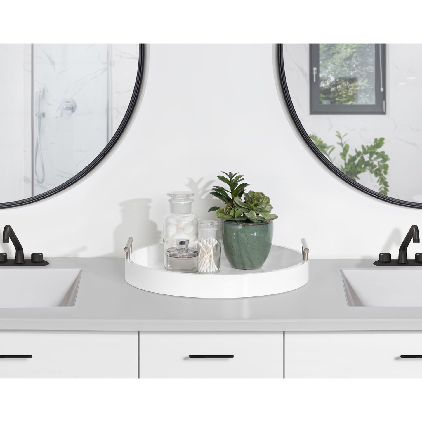 Plateau décoratif rond Kate and Laurel Lipton avec poignées en métal