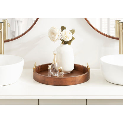 Plateau décoratif rond Kate and Laurel Lipton avec poignées en métal