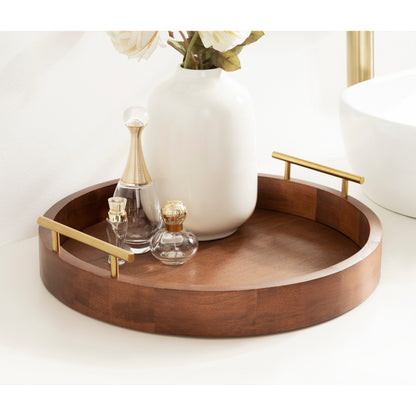 Plateau décoratif rond Kate and Laurel Lipton avec poignées en métal