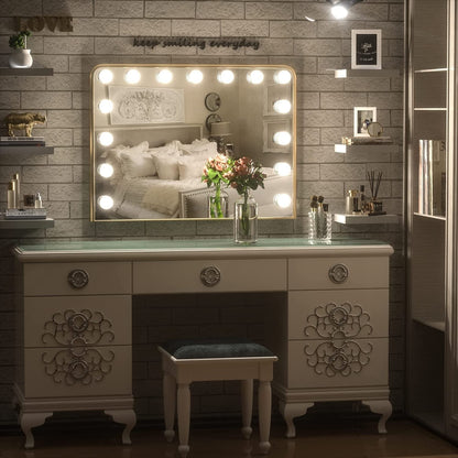 Miroir de maquillage Keonjinn à LED style Hollywood avec 15/18 LED