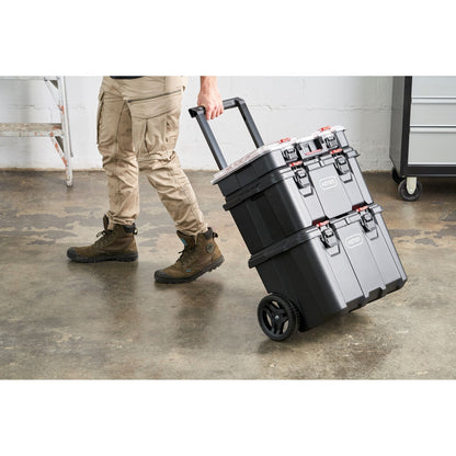 Système de rangement et d'organisation d'outils mobiles Keter Stack-n-Roll 3 pièces, boîte à outils modulaire en résine durable