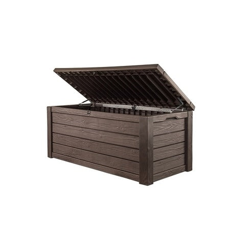 Coffre de rangement extérieur Keter Westwood de 150 gallons (environ 568 litres) en résine durable, marron, idéal pour le mobilier et les accessoires.
