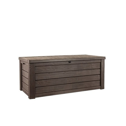 Coffre de rangement extérieur Keter Westwood de 150 gallons (environ 568 litres) en résine durable, marron, idéal pour le mobilier et les accessoires.