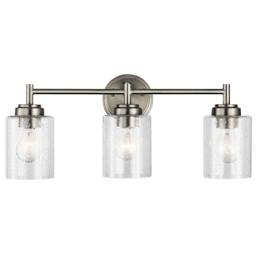 Applique murale de salle de bain Kichler Lighting Winslow à 3 lumières en nickel brossé
