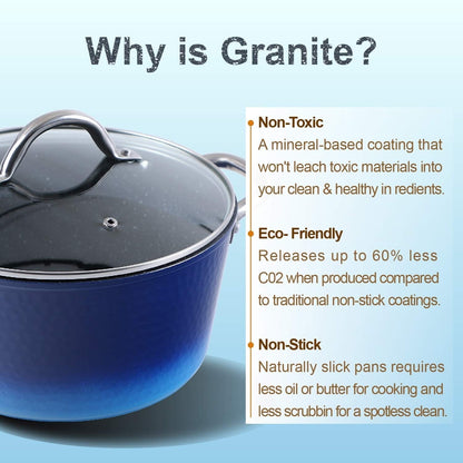 Ensemble de 15 pièces de batterie de cuisine antiadhésive à revêtement granit Kitchen Academy