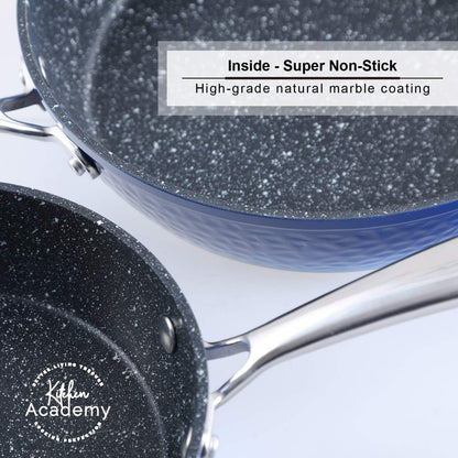 Ensemble de 15 pièces de batterie de cuisine antiadhésive à revêtement granit Kitchen Academy