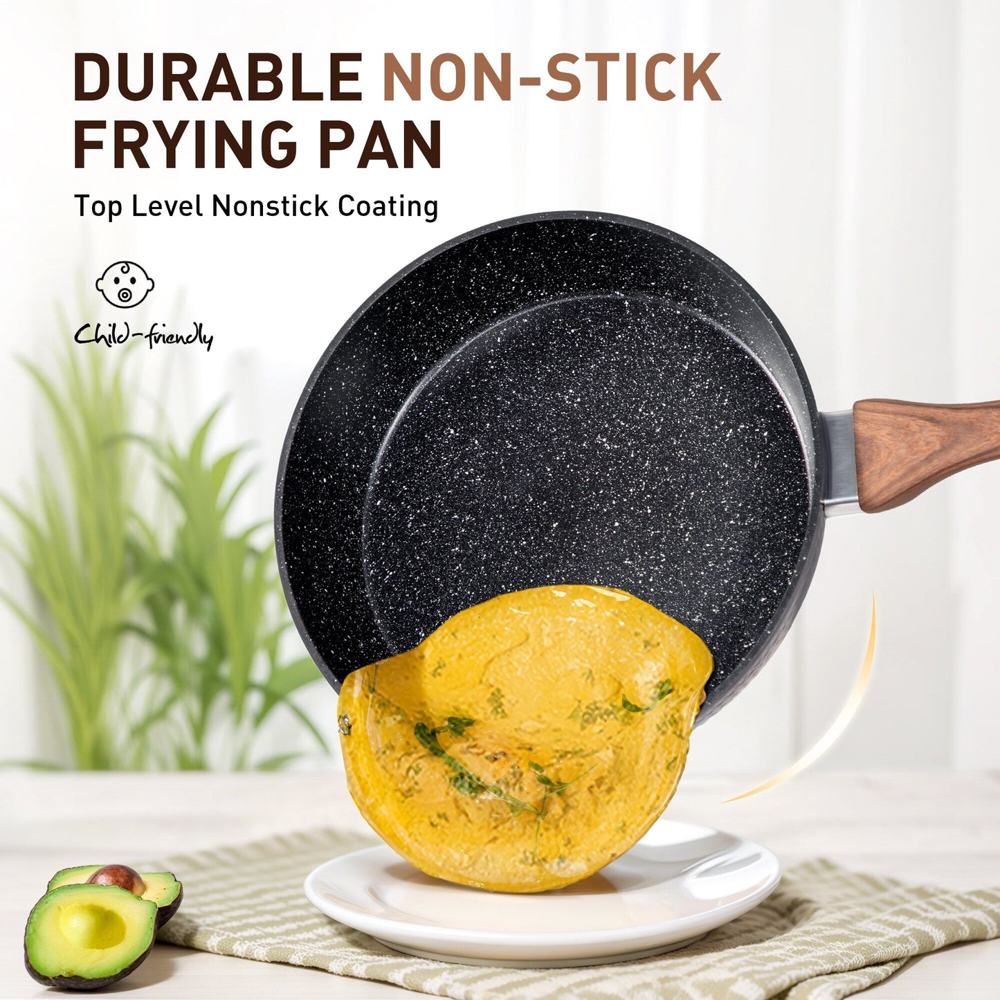 Ensemble de 15 pièces de batterie de cuisine antiadhésive à revêtement granit Kitchen Academy