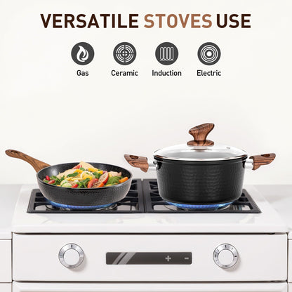 Ensemble de 15 pièces de batterie de cuisine antiadhésive à revêtement granit Kitchen Academy