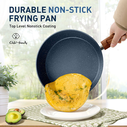 Batterie de cuisine antiadhésive, ensemble de 12 pièces (casseroles et poêles) en granit