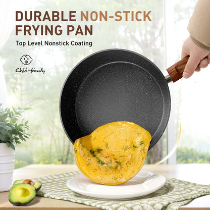 Batterie de cuisine antiadhésive, ensemble de 12 pièces (casseroles et poêles) en granit