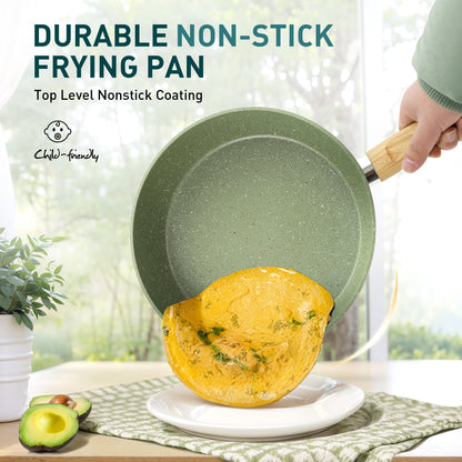 Batterie de cuisine antiadhésive, ensemble de 12 pièces (casseroles et poêles) en granit