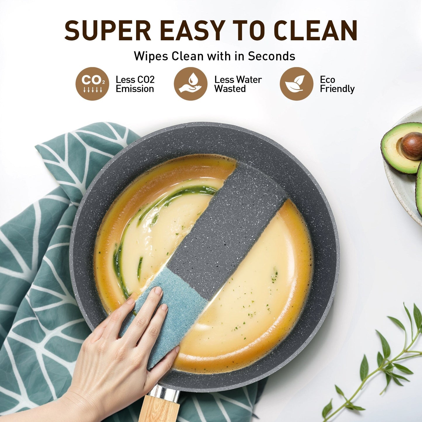 Batterie de cuisine antiadhésive, ensemble de 12 pièces (casseroles et poêles) en granit